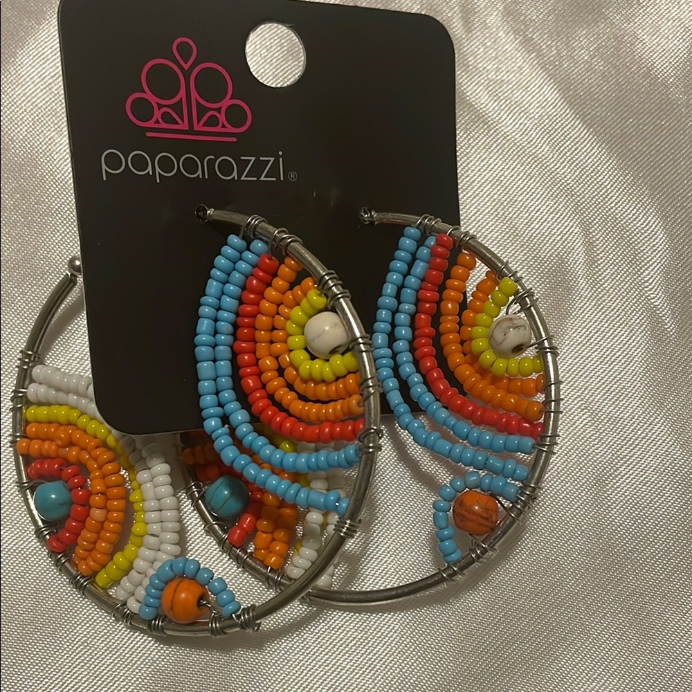 Colorful Beaded Hoop Earrings